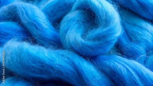 Blue felting wool as background  closeup view