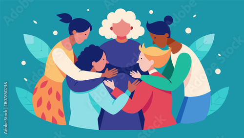 A circle of individuals embracing one another as they share their gratitude and appreciation for the positive effects of psychedelic therapy in their.