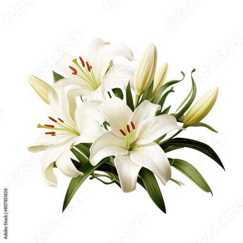 Easter Lilies isolated on transparent background.