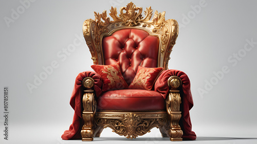 A Golden Vintage Throne With Red Velvet 