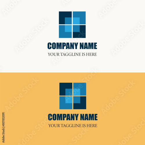 Window logo for your company abstract logo dark blue color vector illustration eps 10