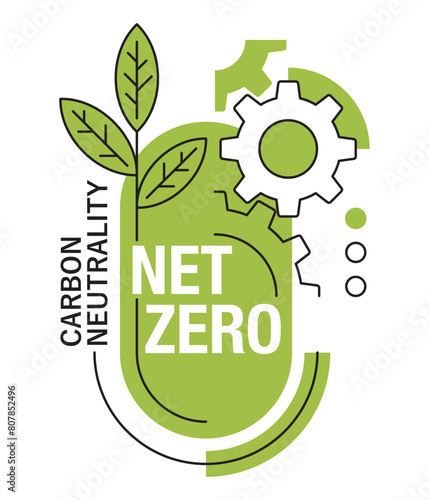 Net zero - CO2 neutral, abstract geometric emblem