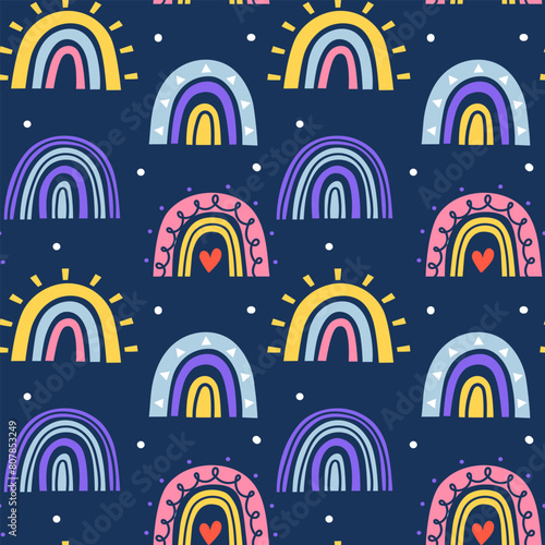 Baby cute pattern for wallpapers, cute seamless rainbow pattern