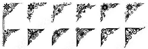 set of ornamental corners in different style. vector