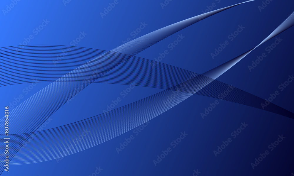 Fototapeta premium blue smooth lines wave curves on gradient abstract background