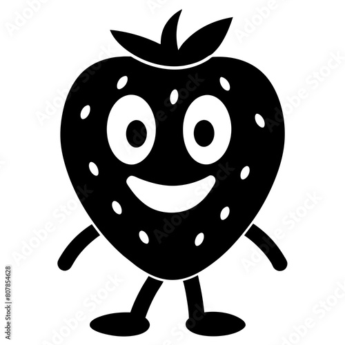 Sweet Strawberry Cartoon Vector Silhouette: Fun Fruit Illustrations