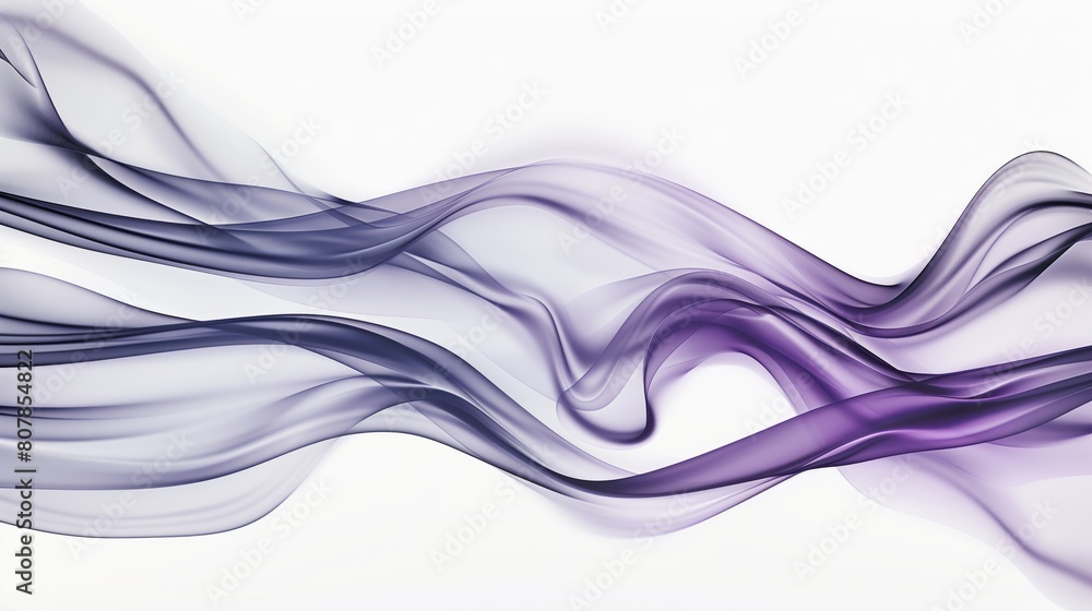 Fototapeta premium Single Gray and purple abstract flowing liquid 3d wave stripe on white background