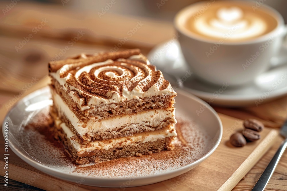 A slice of cake with a swirl of chocolate A slice of cake with a swirl of chocolate