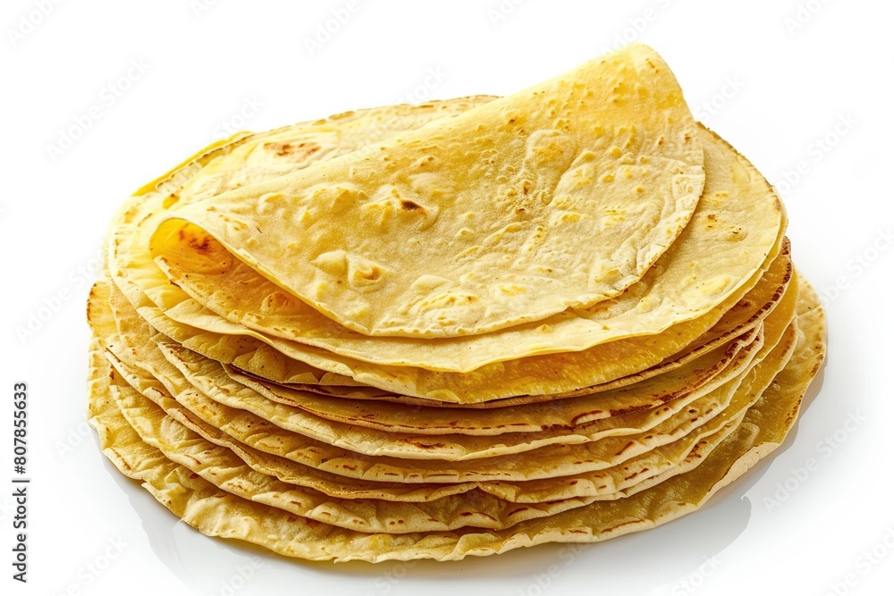 Stack of corn tortillas isolated on white background Stack of corn tortillas isolated on white background