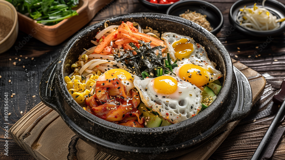 韓国レストランの石焼ビビンバ