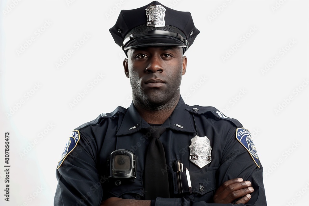 American police officer isolated on white background American police officer isolated on white background