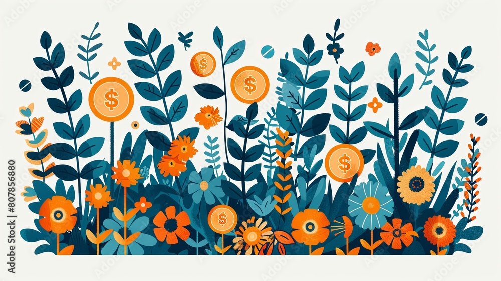 Vector image written by illustration showing money and financial concept prople and coins on daily life, success Vector image written by illustration showing money and financial concept prople and coins on daily life, success