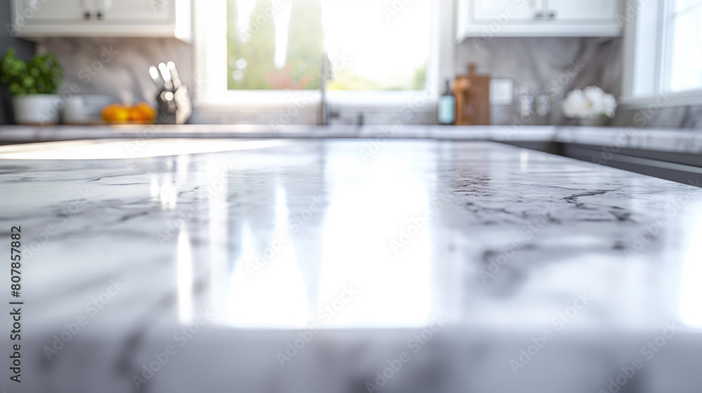Empty Kitchen Marble Tabletop