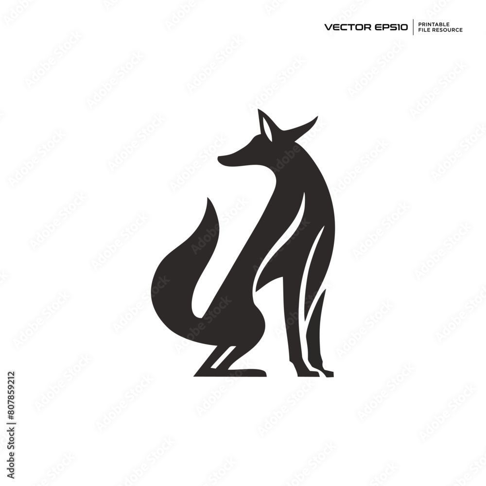 fox silhouette, character, logo, design, vector, illustration,