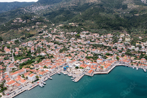 Aerial view of Vathi on the island of Ithaca
