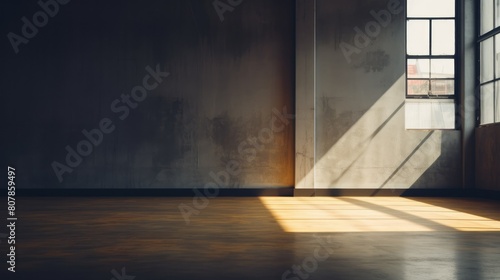 empty room with rays of light, minimalist design of relaxing atmosphere