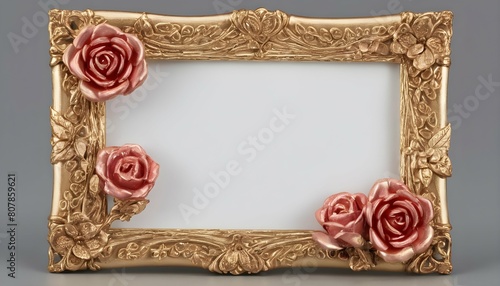 Craft an elegant gold frame embellished with intri
