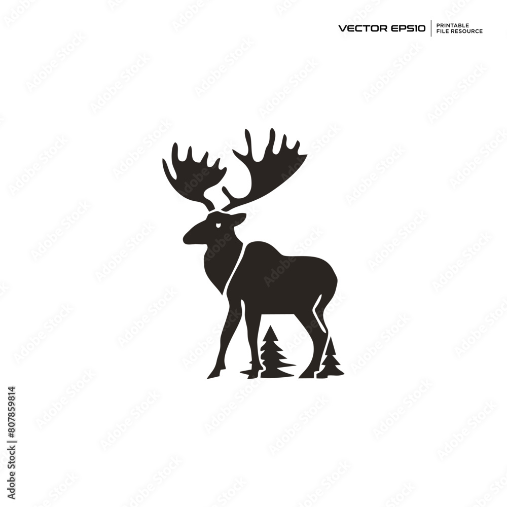 deer silhouette, character, logo, design, vector, illustration,