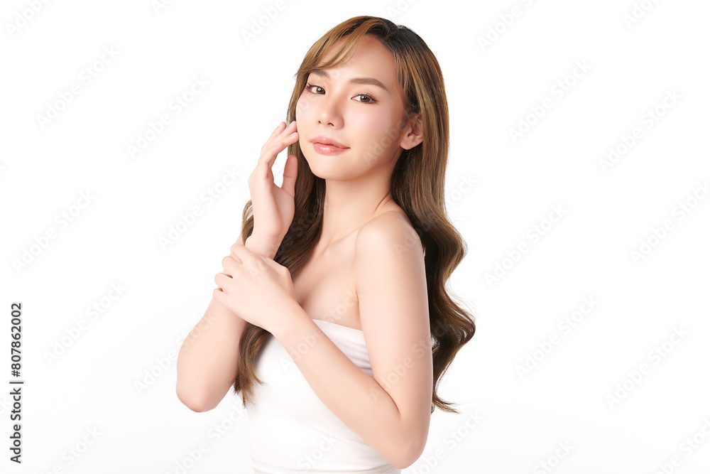 Beautiful young asian woman with clean fresh skin on white background, Face care, Facial treatment, Cosmetology, beauty and spa, Asian women portrait. Beautiful young asian woman with clean fresh skin on white background, Face care, Facial treatment, Cosmetology, beauty and spa, Asian women portrait.