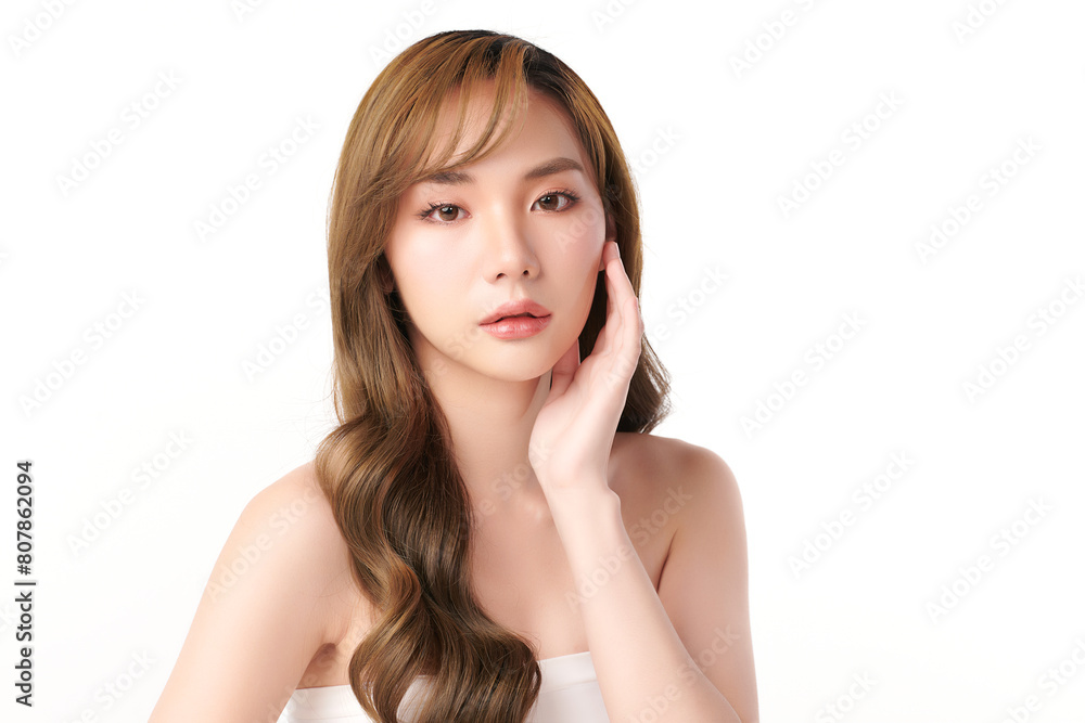 Beautiful young asian woman with clean fresh skin on white background, Face care, Facial treatment, Cosmetology, beauty and spa, Asian women portrait. Beautiful young asian woman with clean fresh skin on white background, Face care, Facial treatment, Cosmetology, beauty and spa, Asian women portrait.
