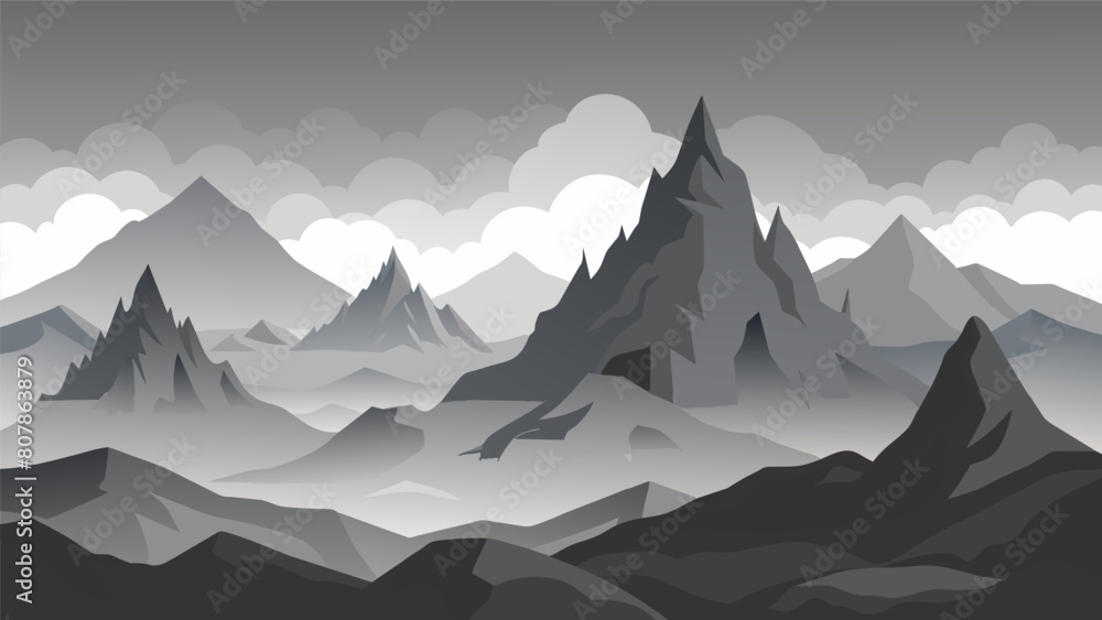 A barren rocky mountain range shrouded in fog representing the isolation and loneliness of dealing with mental health issues..