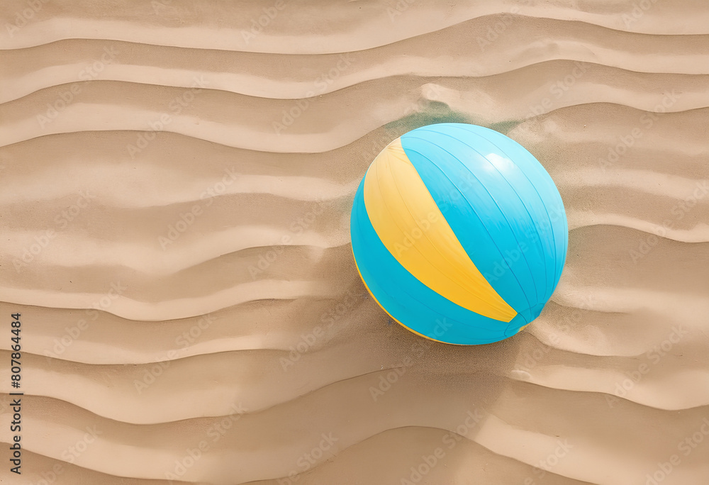 Colorful beach ball seaside background