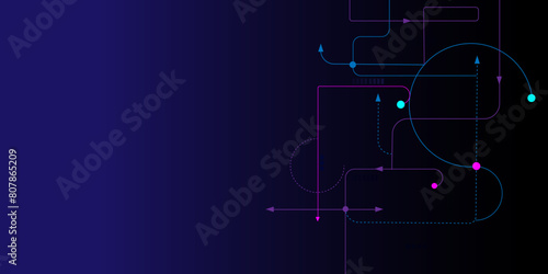 Vectors Abstract geometric with connected lines and dots. Digital communication technology concept background, Global network connection, social networking, big data visualization.