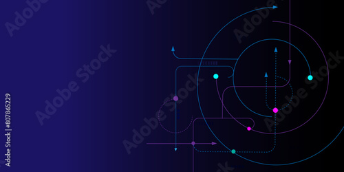 Vectors Abstract geometric with connected lines and dots. Digital communication technology concept background, Global network connection, social networking, big data visualization.