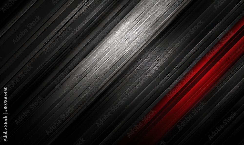 Fototapeta premium Abstract black, silver, red gradient with light gray and white. Metallic texture with soft diagonal lines. Clean, modern, and sleek background. Dark, tech-inspired design.