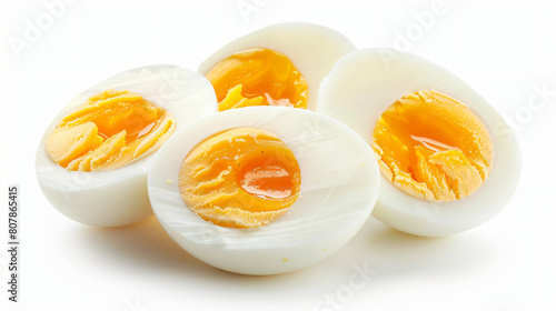 Soft-boiled eggs isolated on white background
