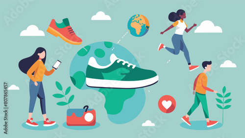 A social mediabased sneaker club connects followers from around the globe posting daily ecofriendly sneaker inspiration while encouraging sustainable. Vector illustration