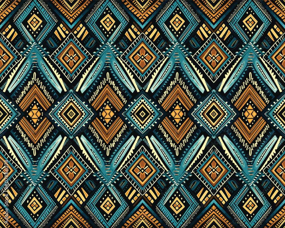 Seamless batik pattern,Seamless tribal batik pattern,and Seamless colorful pattern resemble ethnic boho, Aztec,and ikat styles.designed for use in wallpaper,fabric,curtain,carpet,Batik Embroidery