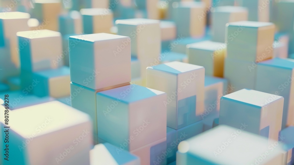 White cubes with perspective effect, 3D illustration White cubes with perspective effect, 3D illustration