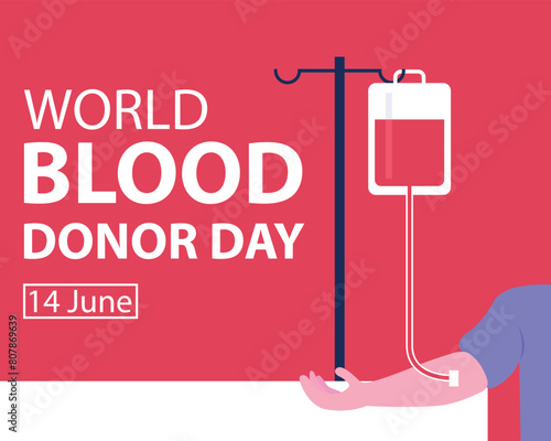 illustration vector graphic of hand is receiving a blood transfusion, perfect for international day, world blood donor day, celebrate, greeting card, etc.