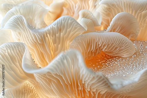 A close up of a white mushroom with a lot of detail photo