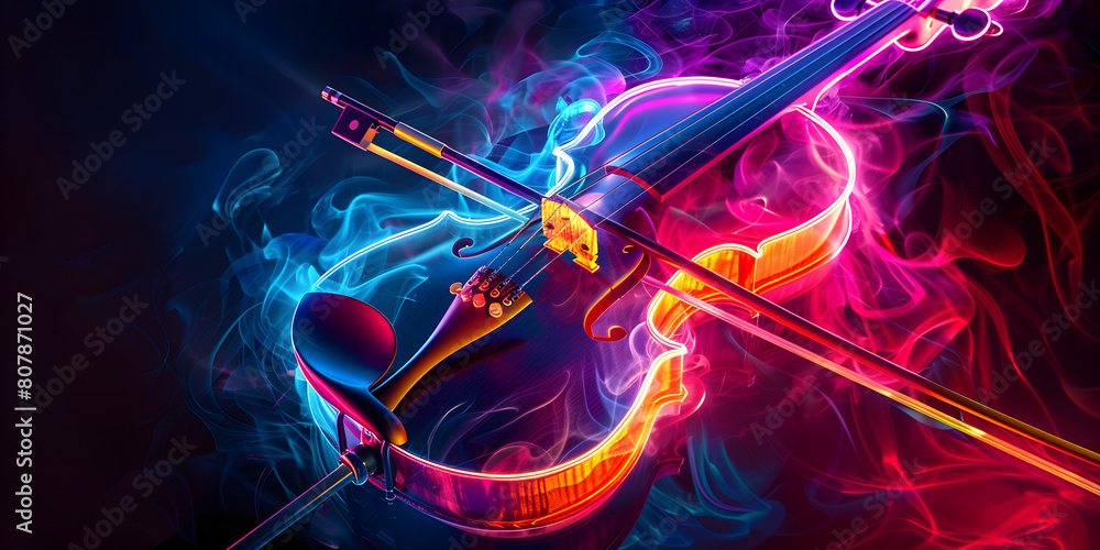 Fototapeta premium Violin in Neon Colours