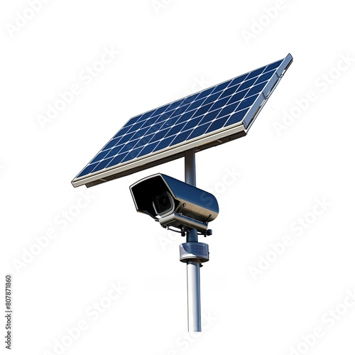 solar panel with camera isolated on white background
