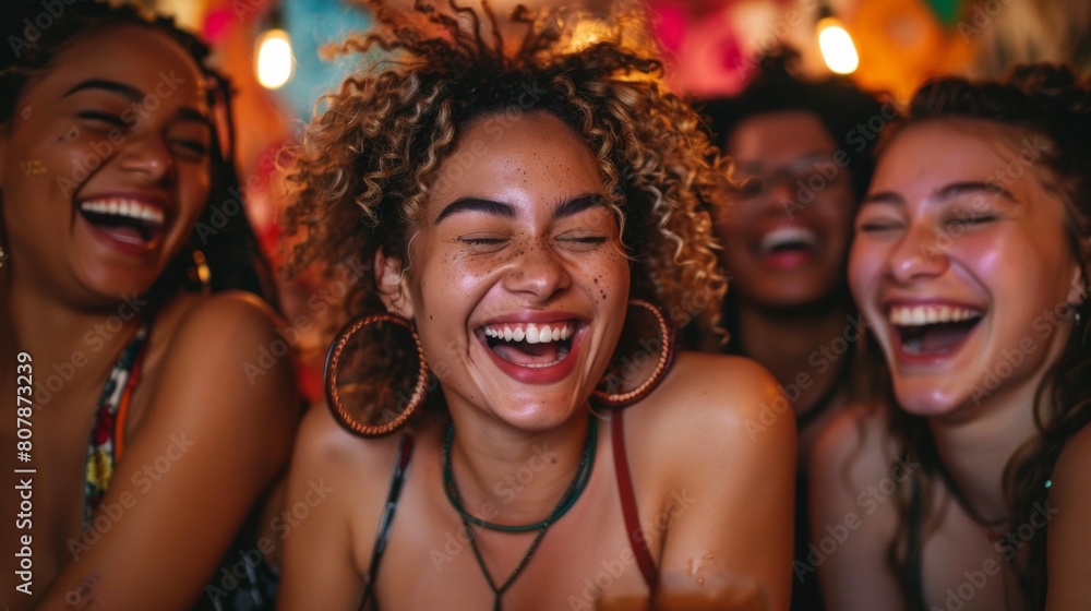 A group of women laughing and smiling at a party, AI A group of women laughing and smiling at a party, AI