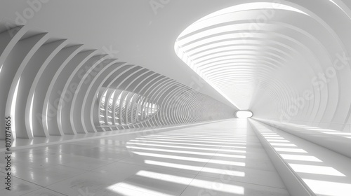 A white tunnel with bright light shining through it  creating a striking visual effect