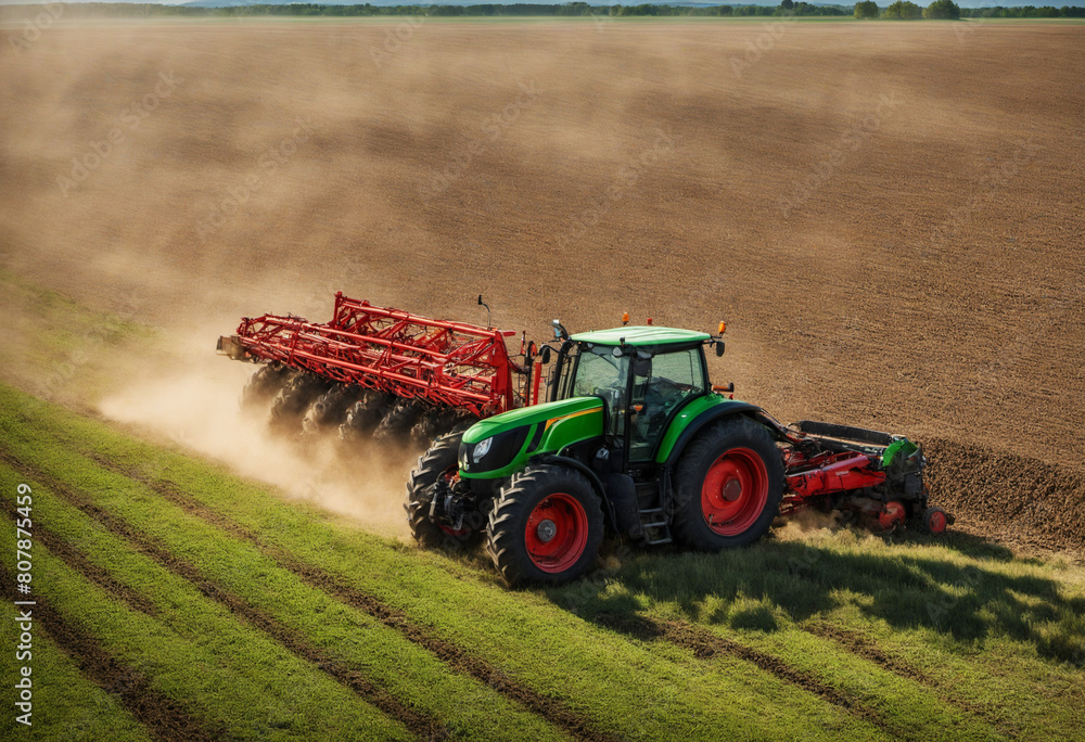 Fototapeta premium Field work with the tractor on the field, Farmers Work
