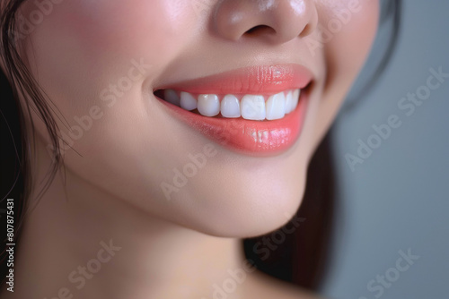close up woman s smile with white teeth