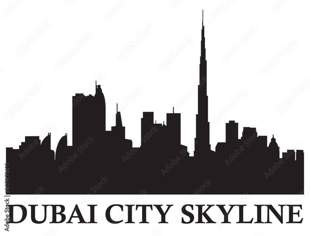 Fototapeta premium Dubai city skyline silhouette vector art