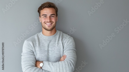 Smiling Man in Casual Sweater photo