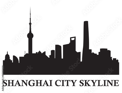 Shanghai city skyline vector art