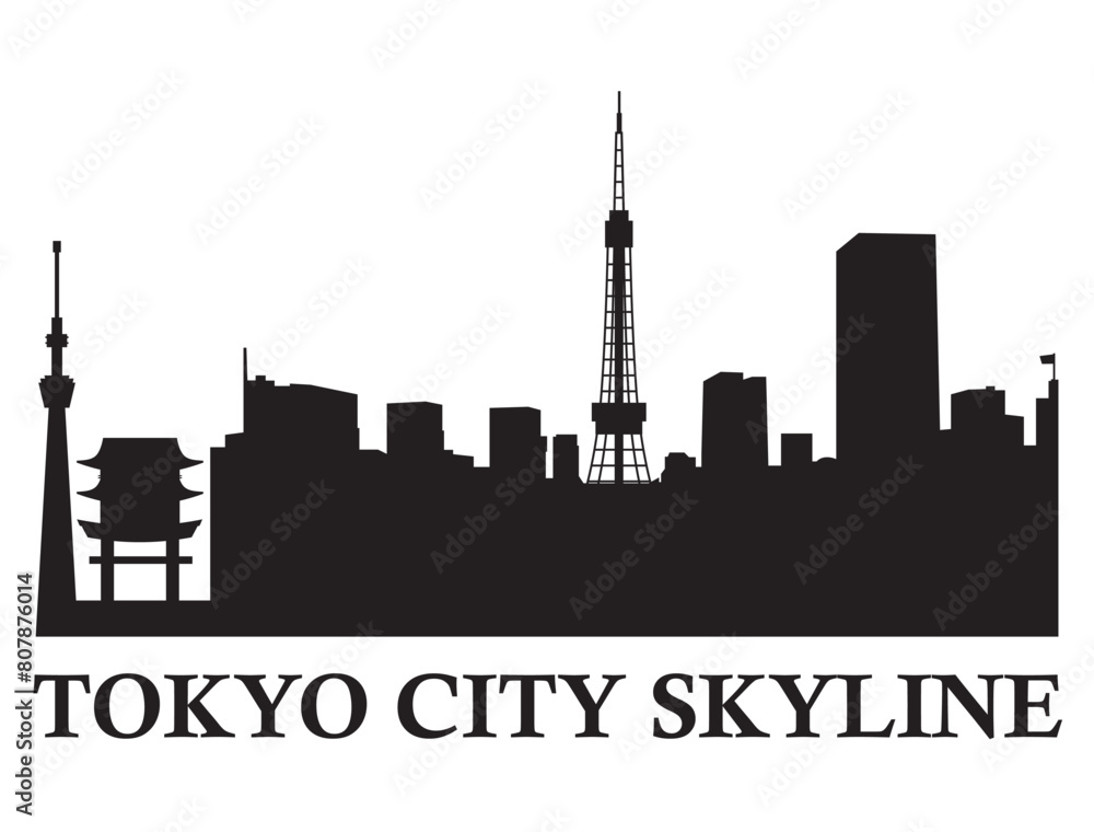 Tokyo City skyline silhouette vector art