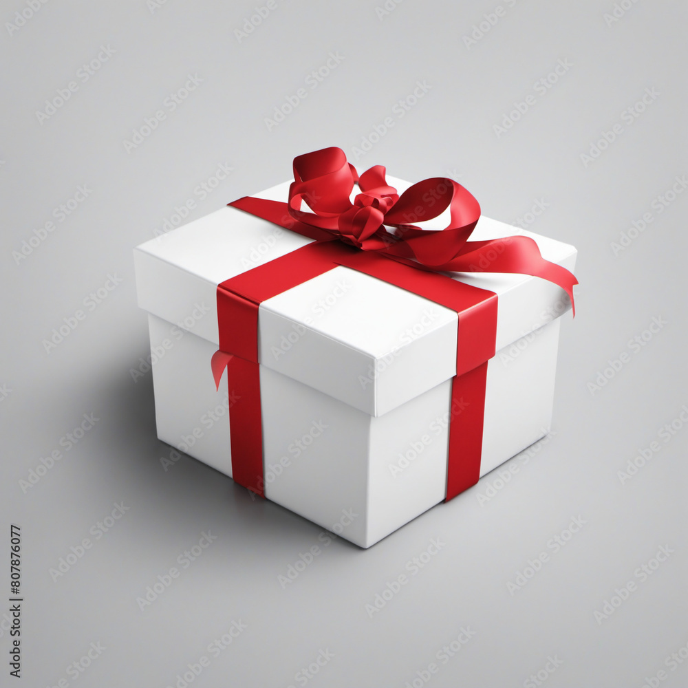 Obraz premium white box with red ribbon