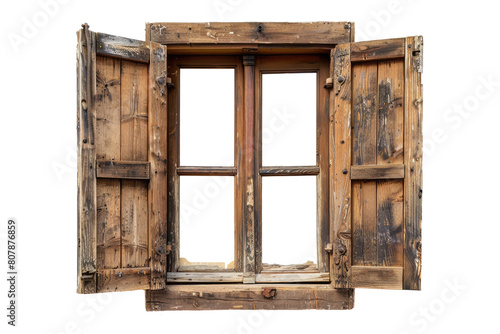 old rustic wooden window isolated