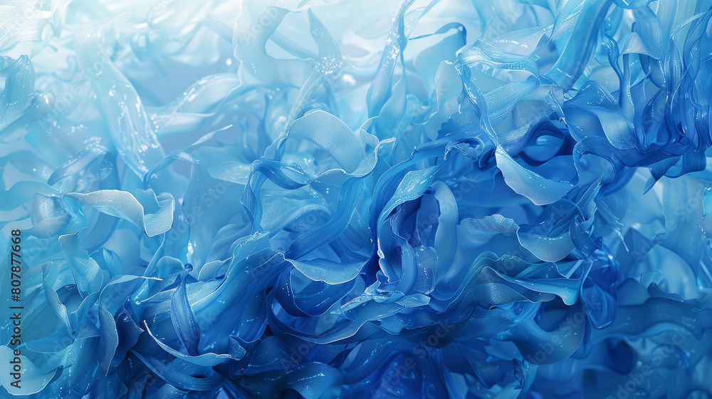 Ethereal blue seaweed artfully intertwined in a frosty underwater scene Ethereal blue seaweed artfully intertwined in a frosty underwater scene