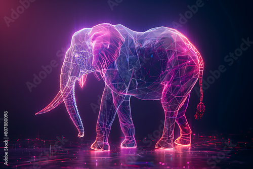  Explore an enchanting wireframe visualization against a radiant translucent backdrop, showcasing an intricate elephant design in a captivating and futuristic concept. © River Girl