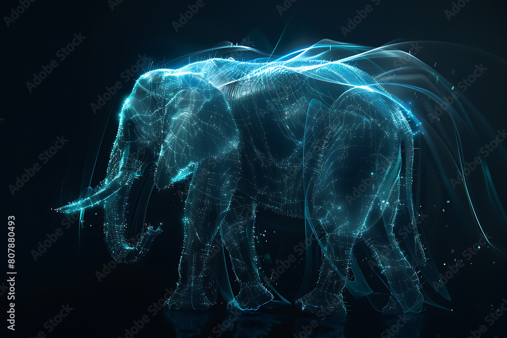 
Explore an enchanting wireframe visualization against a radiant translucent backdrop, showcasing an intricate elephant design in a captivating and futuristic concept.